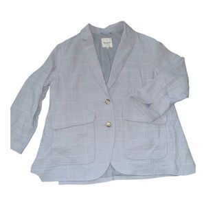 Madewell Gray Windowpane Linen Blend Blazer Size 1X Minimalist Coastal Workwear